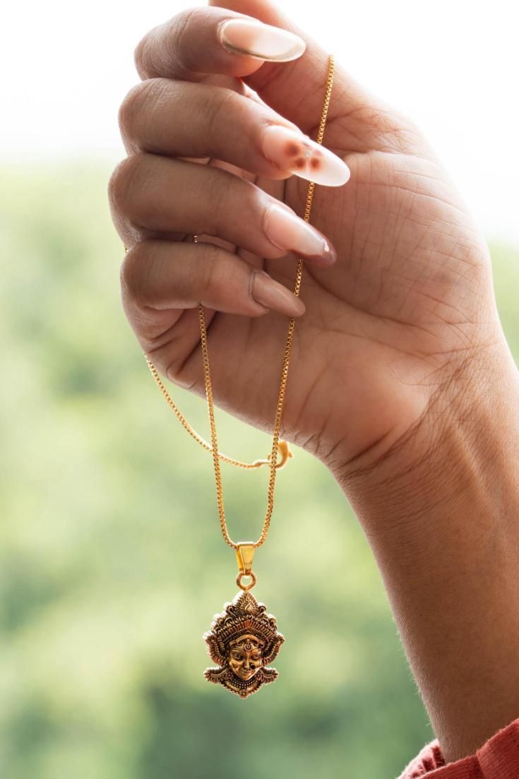 Durga Mataji Face Pendant with Chain