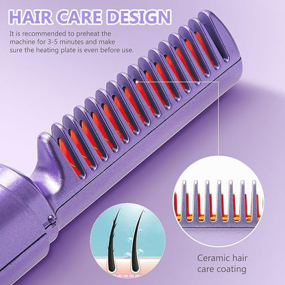 Meneflix Portable Mini Hair Straightener Cordless Rechargeable Mini Adjustable Hair Straightener Hot Comb