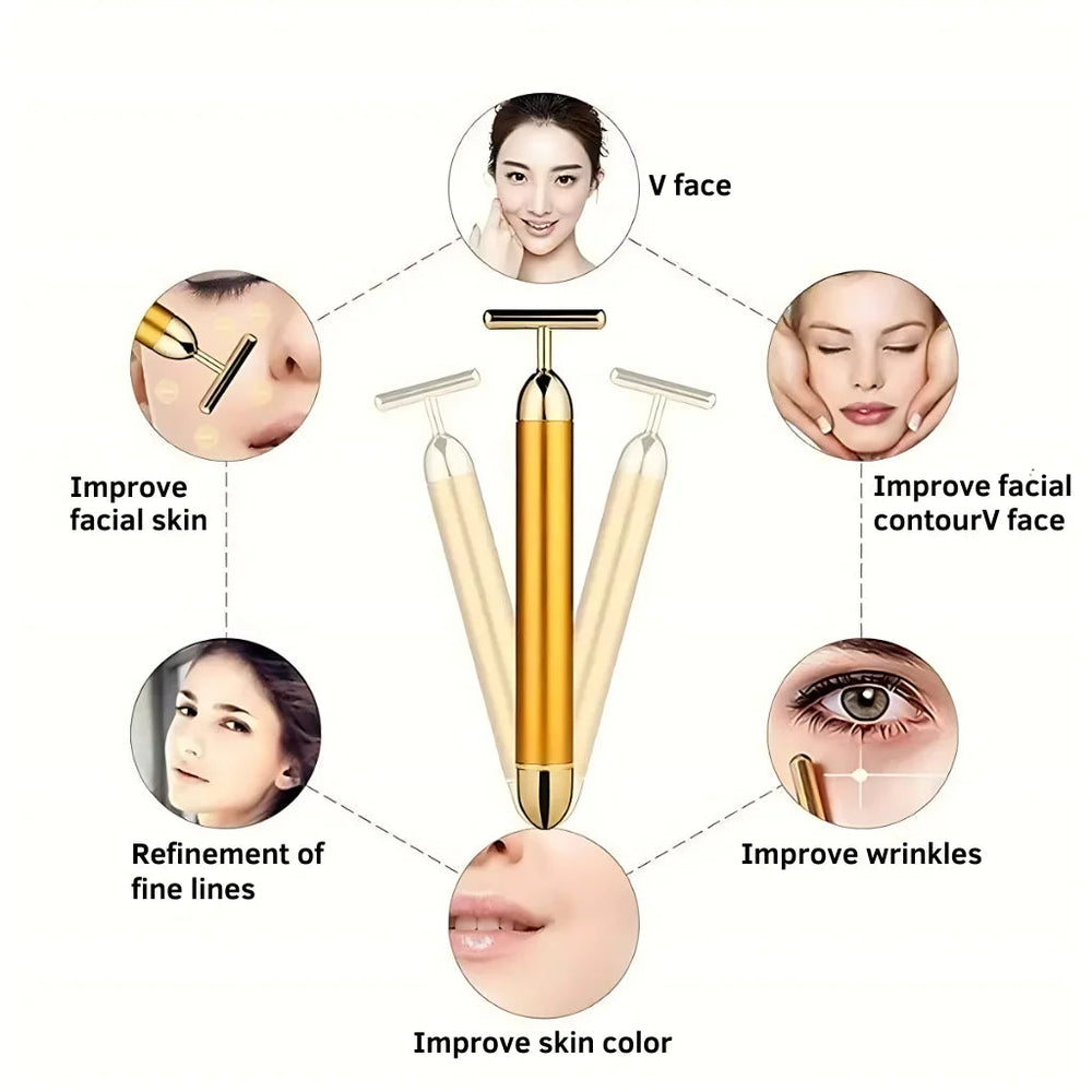 24K Gold Energy Beauty Bar Electric Facial Massage Roller